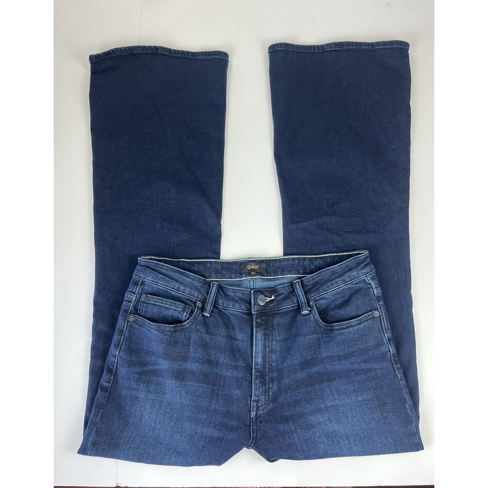 Quince Women's Flare Jeans in Dark Blue Denim